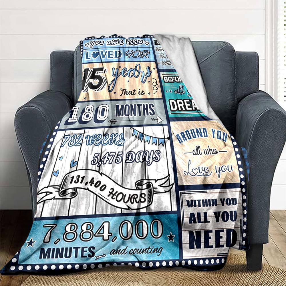 15Th Birthday Celebration Lightweight Blanket Ultra-Soft Great for Sofa Couch Office Bed Seasons Universal Versatile Accessory Gifts Y9
