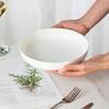 Taoxianghui Ceramic Deep Plates for Home Use, Underglaze Color, Set of 2, Soup Plates And Dishes, 7-Inch Pure White Microwave-Safe Bone China Plates