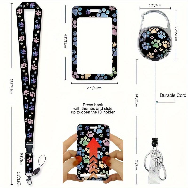 1 Set Retractable Badge Reel Lanyard Kit for Nurse Teacher, with Card Holder & Motivational Tag, Office ID Holder Set
