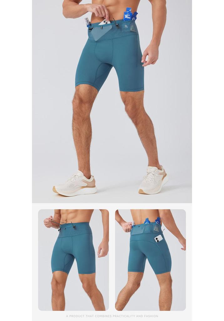Men's High Elasticity Multi-Pocket Compression Running Shorts