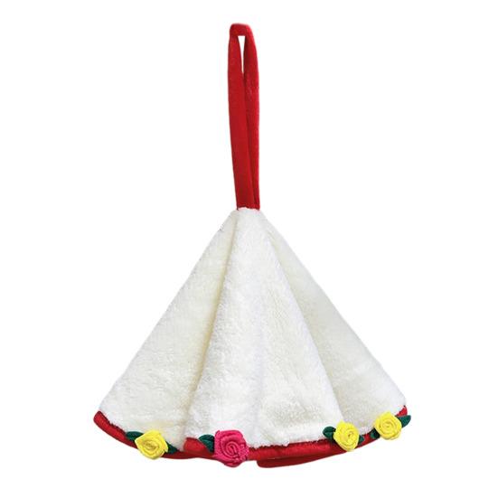 Rose Bouquet Hand Towel Hanging Hand Wipe Cloth Absorbent Decorative Hand Towel with Hanging Loop for Kitchen Bathroom
