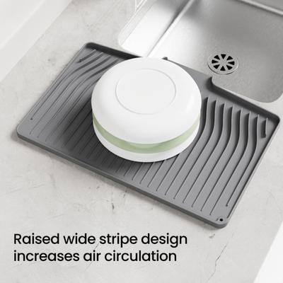 Silicone Drain Mat Heat-Resistant Sloped Design Rectangular Shape Kitchen Mat Nordic Style Dish Drying Mat