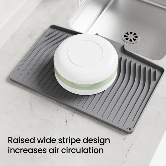 Silicone Drain Mat Heat-Resistant Sloped Design Rectangular Shape Kitchen Mat Nordic Style Dish Drying Mat