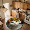 Sunflower Cat,Round Area Rug,Carpet Rug for Living Room Bedroom Sofa Playroom Decor,Non-slip Floor Mat