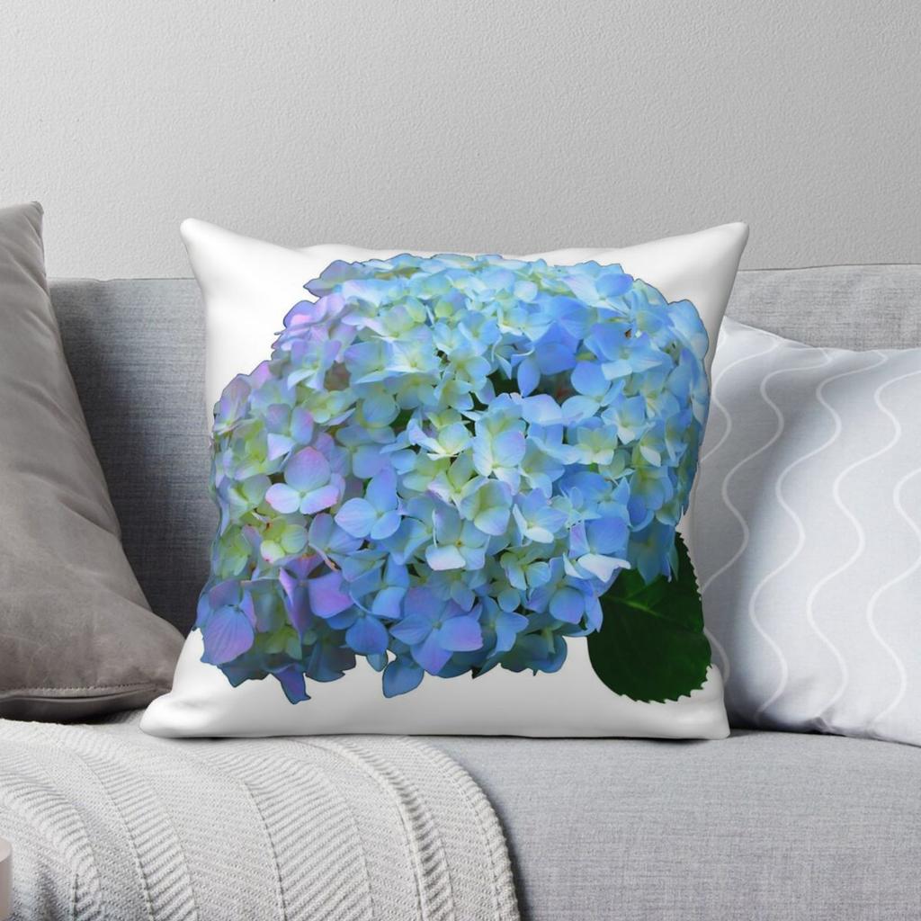 Blue Purple Pink Hydrangeas Pillowcase Polyester Linen Velvet Creative Zip Decorative Pillow Case Home Cushion Cover X