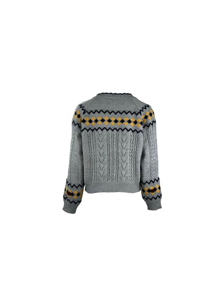 Retro kardigán Fair Isle: Mäkký úpletový sveter s krátkym rukávom, kórejský dizajn na jeseň/zimu