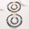 Double Line Metal Tube Jewelry Set Black and White Fashion Jewelry  Daily Wear