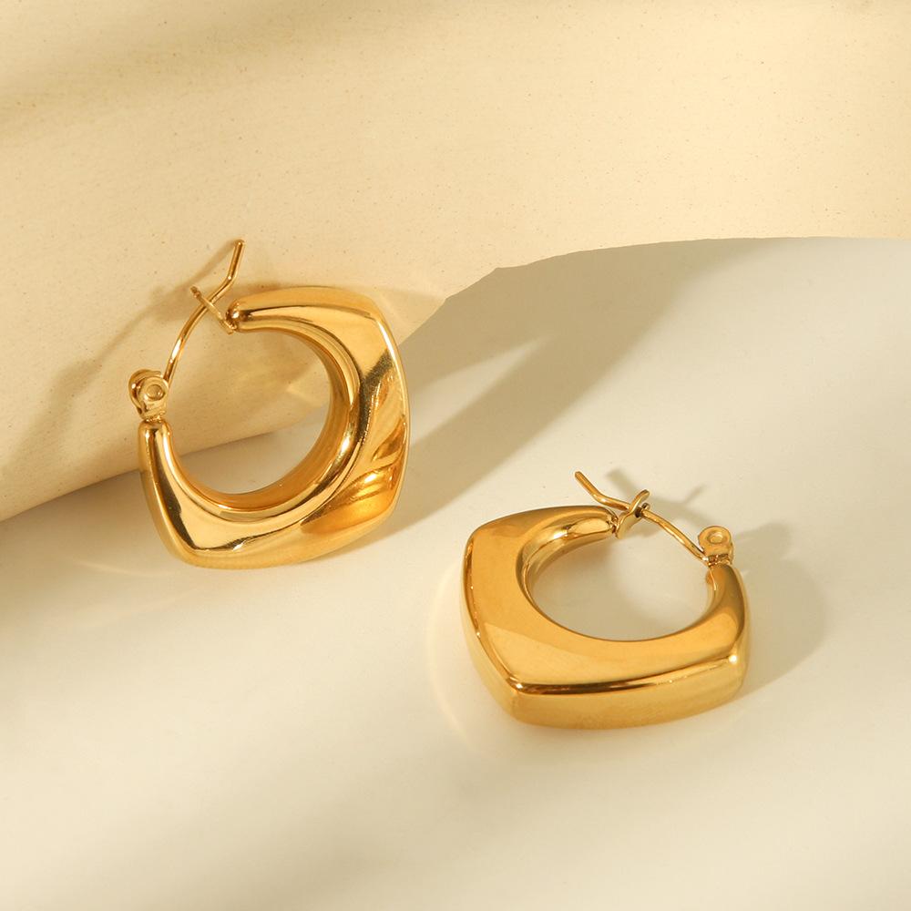 Trendy style stainless steel earrings for women, fashionable versatile non-fading titanium steel vacuum plating