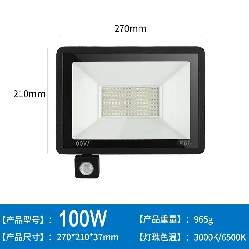 LED Floodlights With Motion Sensor Waterproof Outdoor Led Spotlight Garden Garage Street Wall Lamp 220V 100W 50W 30W 20W 10W