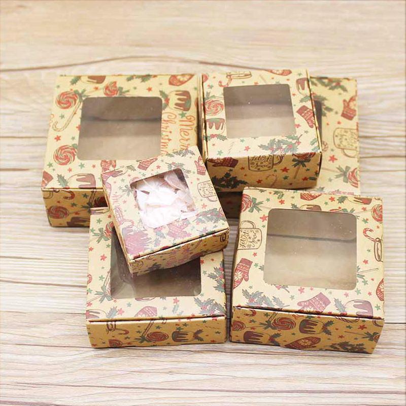 6pcs Kraft Paper Gift Box Marbling Style DIY Handmade Candy Chocolate Packaging Birthday Party Wedding Decoration Christmas Gift