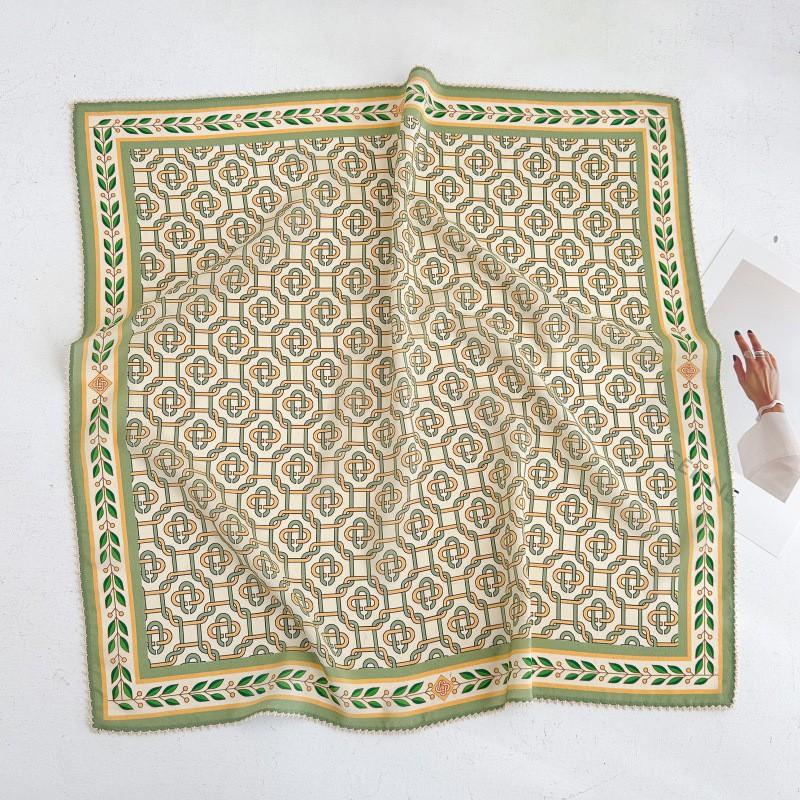 100% Silk Crepe Square Scarf Women Fashion Office Decorative Lace Neckerchief