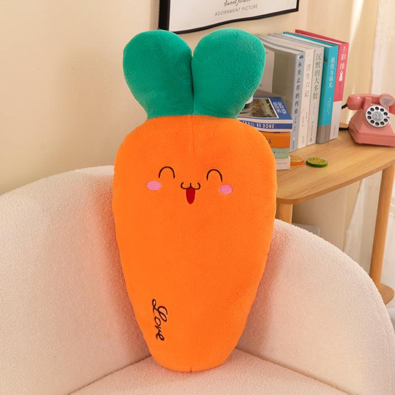 Rabbit Hair Carrot Plush Toys for Girls Sleeping Pillow Round Eyes Radish Rabbit Bedside Cushion Home Decoration