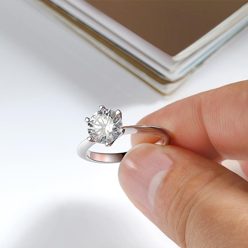 Anello Smyoue Certificato Moissanite 1-5CT VVS1 Diamante di Laboratorio Anello Solitario per Donna Fidanzamento Promessa Fedina Nuziale Gioielli Preziosi