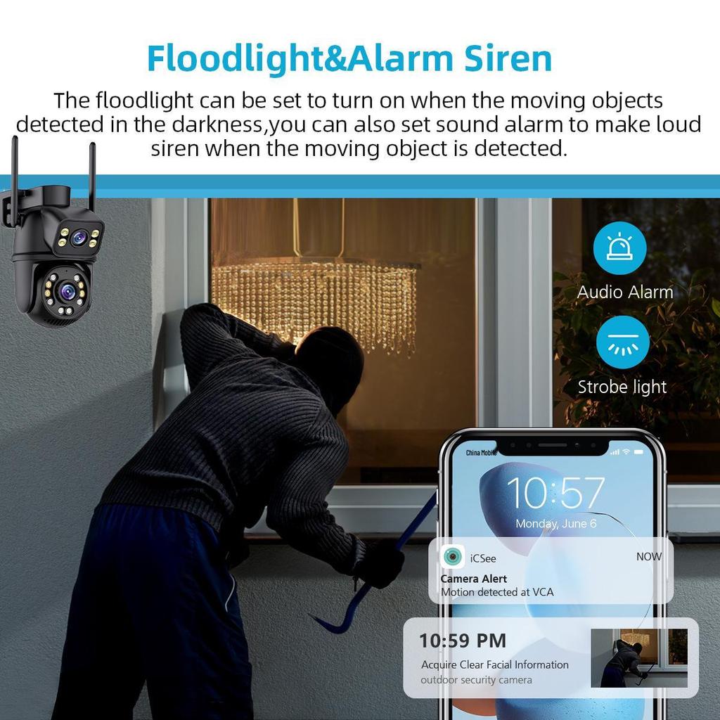 Dual-Lens Night Vision Wireless HD Camera: 360° Indoor/Outdoor WiFi Monitor