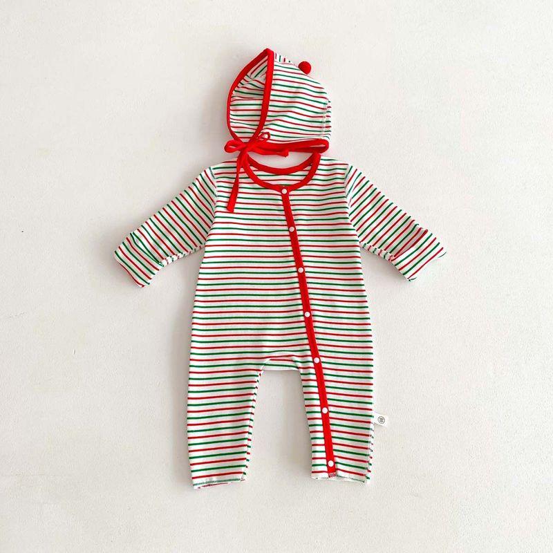 

Ins Spring New Style Newborn Fresh Striped Romper Baby Doll Collar Turn-Down Collar Onesie Jumpsuit Red 73