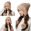 Cashmere Thick Knitted Hat Women's Warm Three-Ball Pullover Cap Outdoor Cold-Proof Ear Protection Plush Cap