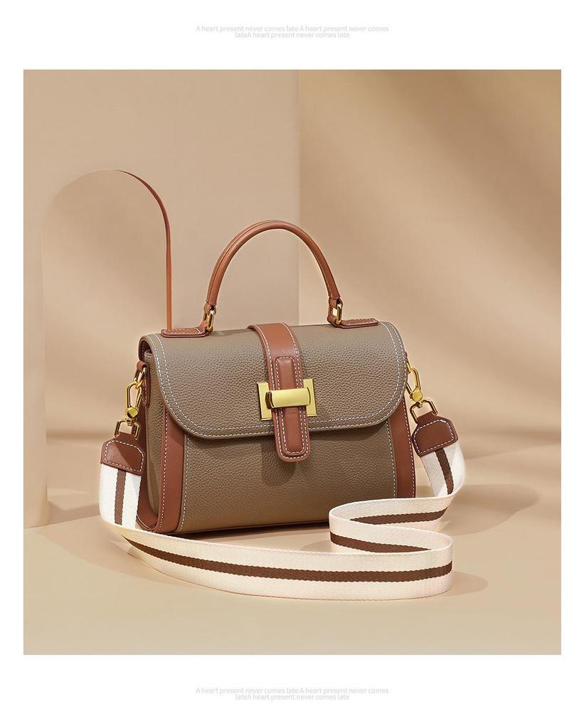 2025 Frühling/Sommer Farbblock Echtleder Damen Umhänge-Schultertasche