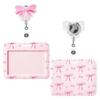 Pink Bow Gifts Horizontal ID Name Tag Badge Card Holder Retractable Badge Reel Alligator Clip Doctor Nurse Office Accessories
