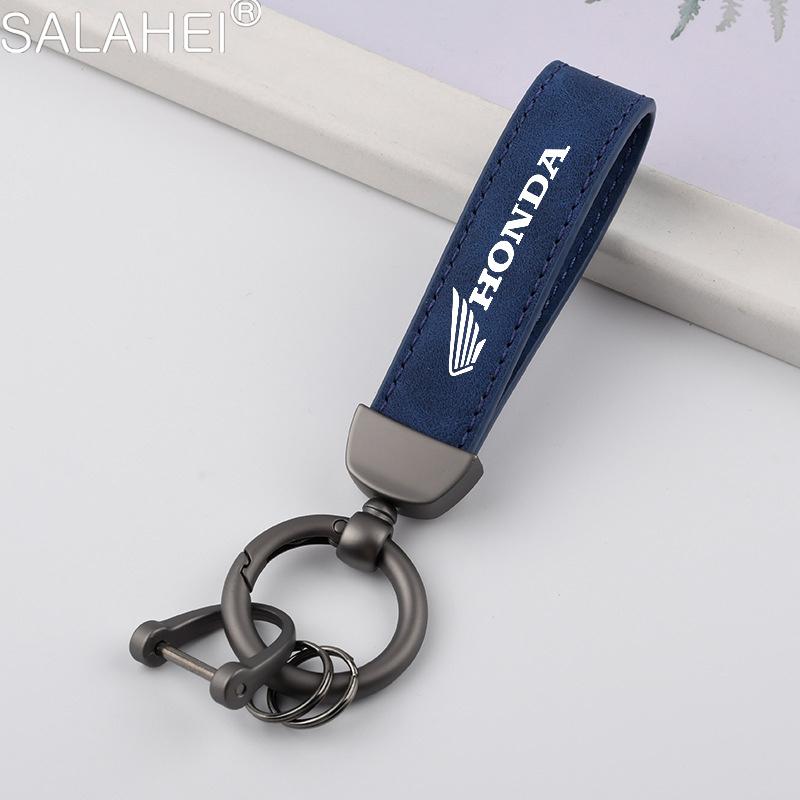 Car Styling Emblem Alloy Keyring Motorcycle Suede Leather Keychain For Honda Mugen Power Civic Accords CRV Hrv Jazz CBR VTEC VFR TO0