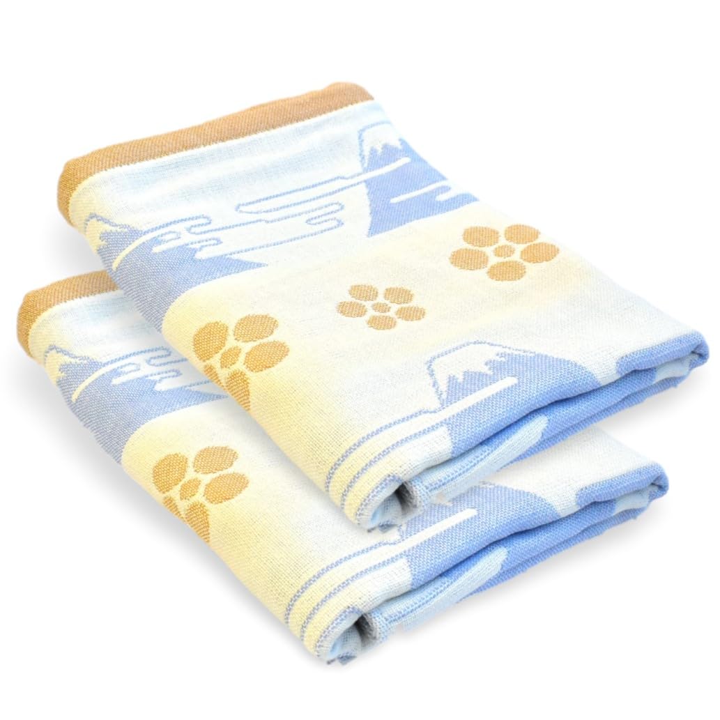 

Set of 2 Imabari Umefuji Face Phil Japanese Made in Mount Fuji and Plum Blossom Bulk Purchase Towels, 4-Layer Gauze, Eugene, Pattern, Absorbent, белый