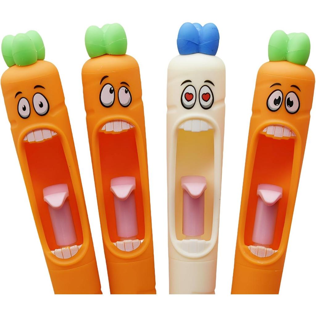4 Pack Funny Screaming Carrot Tongue Gel Pens 0.5mm Carrot Writing Pen Black Ink for School Stationery Office Party