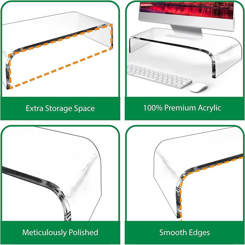 Acrylic Computer Monitor Stand: Transparent Height-Adjustable Neck Protection Laptop Bracket Custom Size