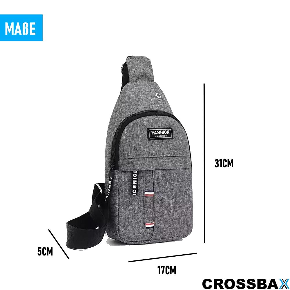 CROSSBAX Brusttasche Umhängetasche Schultertasche Crossbody Sling Bag grau