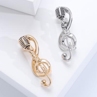 Musical Note Brooch Shiny Diamond-set Alloy Clothing Accessories Brooch Pins Simple Corsage for Women