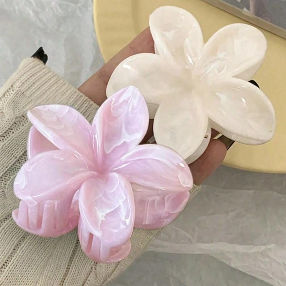 Зажим-краб Плюмерия: Зажим для волос «Цветок баугинии» в отпускном стиле, 8 см, для женщин светло-розовый