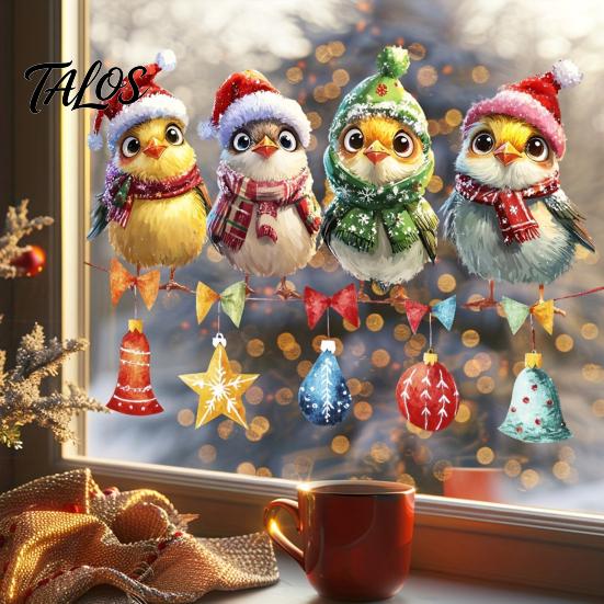 Spanish Christmas Decor Theme Static Sticker, Reusable Decorative Window Decals, Removable Transparent PVC Stickers Waterproof for Holiday Home