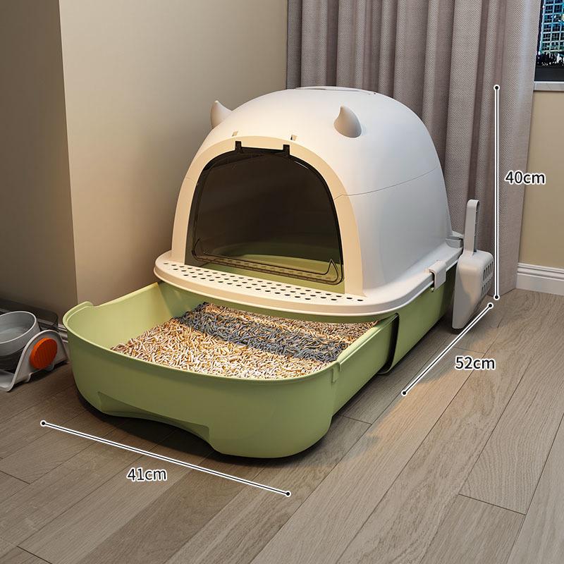 Extra-Large Odor-Proof Enclosed Cat Litter Box with Drawer & Splash Guard