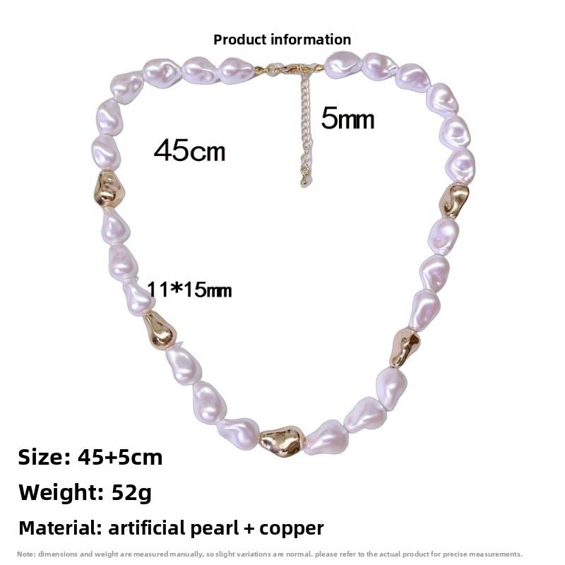 Collier Meier en perles baroques irrégulières - ras-de-cou coloré minimaliste chic haut de gamme pour femmes