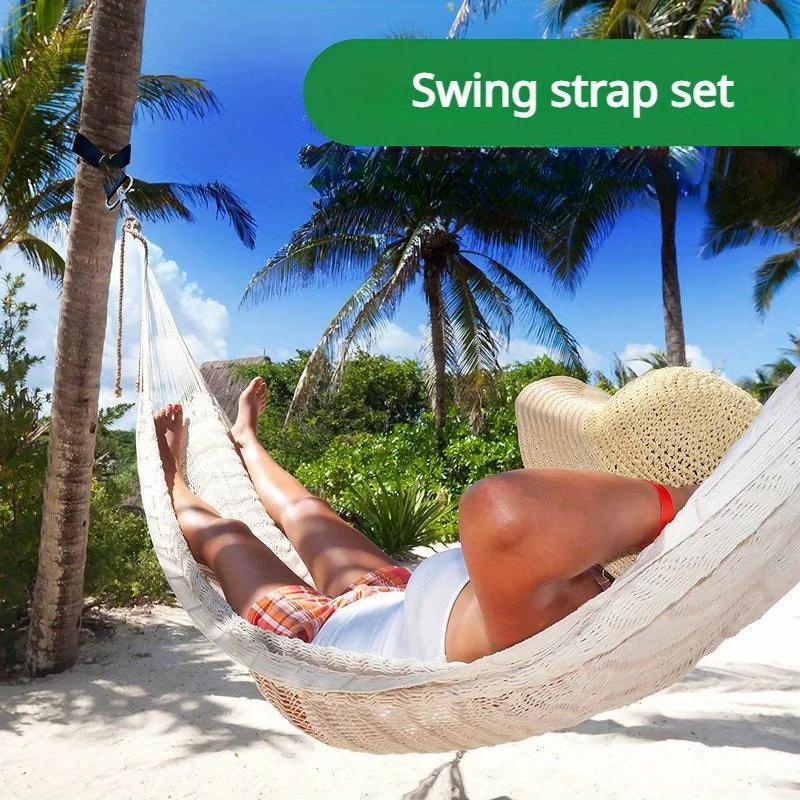 Heavy Duty Nylon Swing Rope Straps, Outdoor Hammock Hanging Kit with Carabiners, Adjustable Tree Swing Connecting Straps