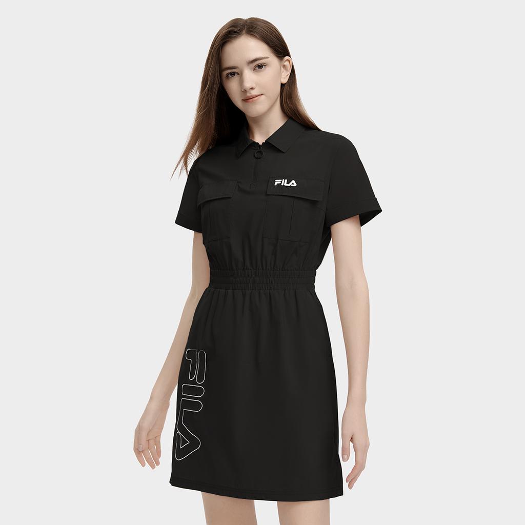 New FILA X Magic Stick ORIGINALE Short Sleeved Dress Women's Jet Black F11W329306FBK