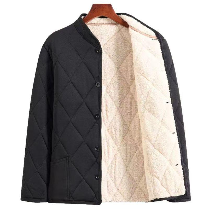 Men's Thickened Fleece-Lined Winter Jacket for Middle-Aged & Elderly: Warm Cotton Padded Coat