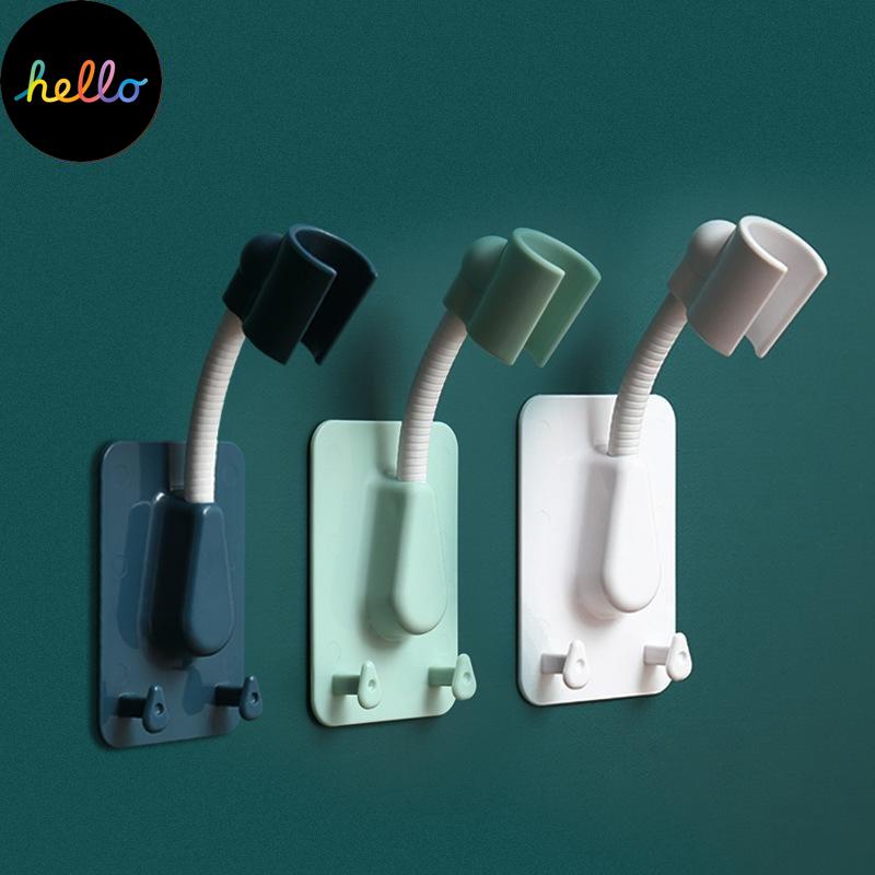 Universal Shower Head Holder Adjustable Self-Adhesive Showerhead Bracket With 2 Hooks
