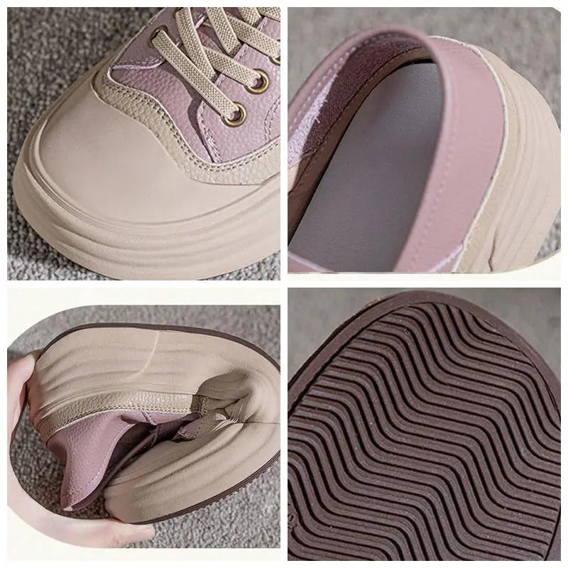 Fujin 3.5cm Cow Genuine Leather Comfy Luxury Shallow Flats Spring Ladies Soft Soled Moccasin Ethnic Woman Elegance Rubber Shoes