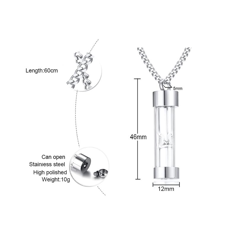 Halskette für Männer und Gold Rosa Glas Gedenkasche Gedenkkette Hält Großen Gedenkschmuck [Rockyu] Frauen, Schwarz, Gold, Silber, Titan,