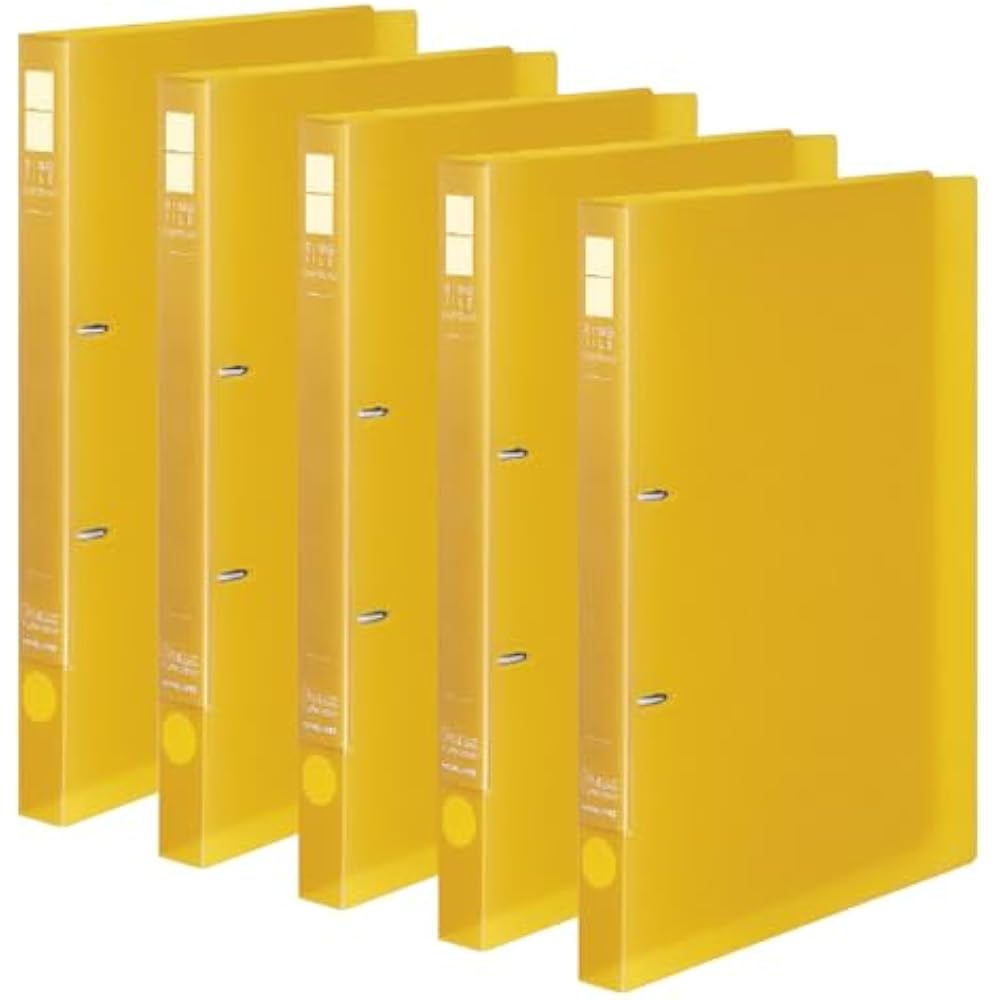 KOKUYO File Ring File Slim A4 Vertical 180 Sheets, 2 Holes, Yellow, Set of 5 Books - URFC420YX5