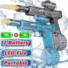 Pistola de Água Elétrica Blaster Infantil Pistola de Água Automática WaterGun com Luz LED Brinquedo de Jogo de Verão ao Ar Livre Festa para Adultos Crianças