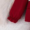 Autumn Winter New Girls' Long Sleeve + White Belt Top Ruffled Blazer Long Pants Three-Piece Set