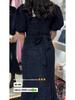 2026 Women's European & American Round Neck Short Sleeve Tweed Slimming Waist Dress