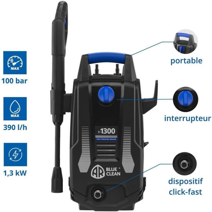 Nettoyeur Haute Pression - AR BLUE CLEAN - E-1300 - 1300 W - 100 Bar - Compact Et Léger