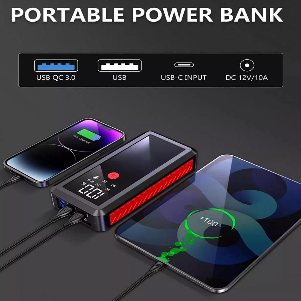 5000A Peak Car Jump Starter for 8.0L Gas/8.0L Diesel Engines - with LCD Display, Dual USB compatible and 12V DC PORT