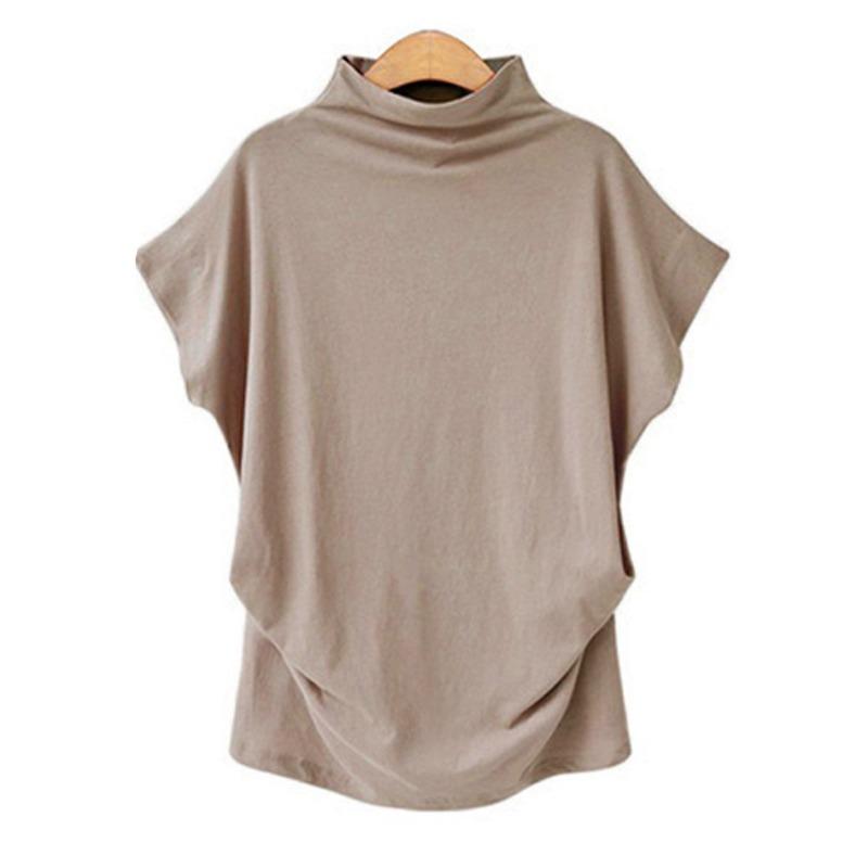 Summer new fashion temperament all-match commuter high-neck short-sleeved t-shirt women
