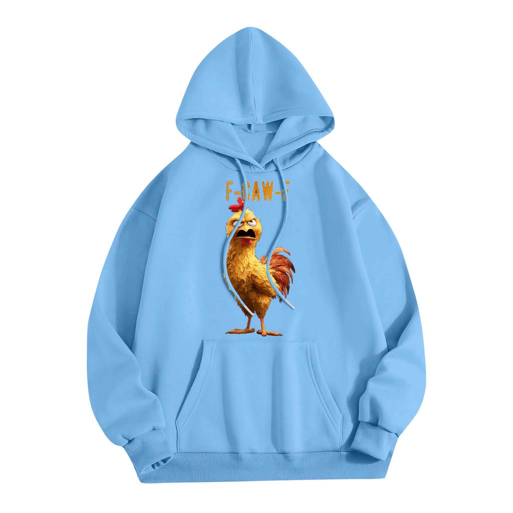 Dámský ležérní top s kulatým výstřihem a dlouhým rukávem s potiskem, mikina s kapucí