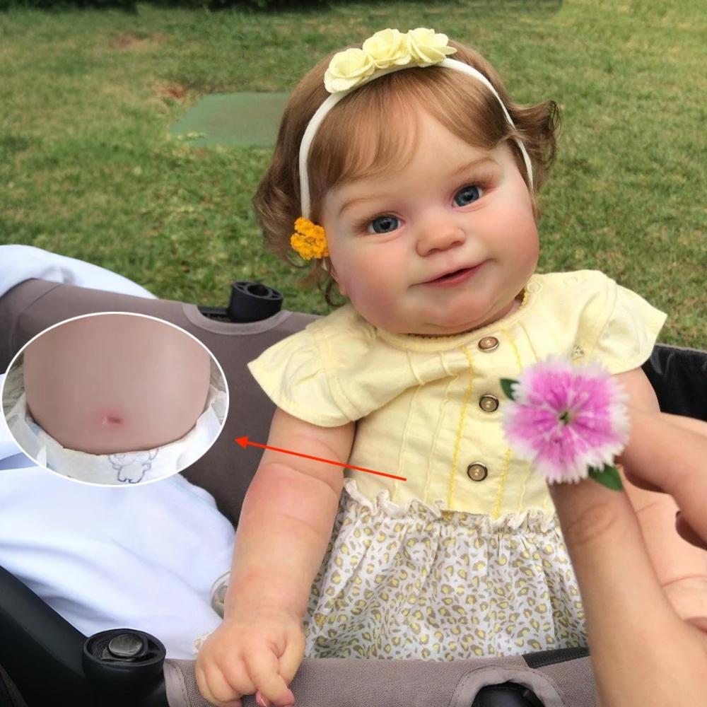 Lifelike 50cm Full Silicone Reborn Girl Dolls Maddie Waterproof Bath Shower Newborn Baby Doll Toys for Kids Cute Smiling Simulation Doll Children Gift