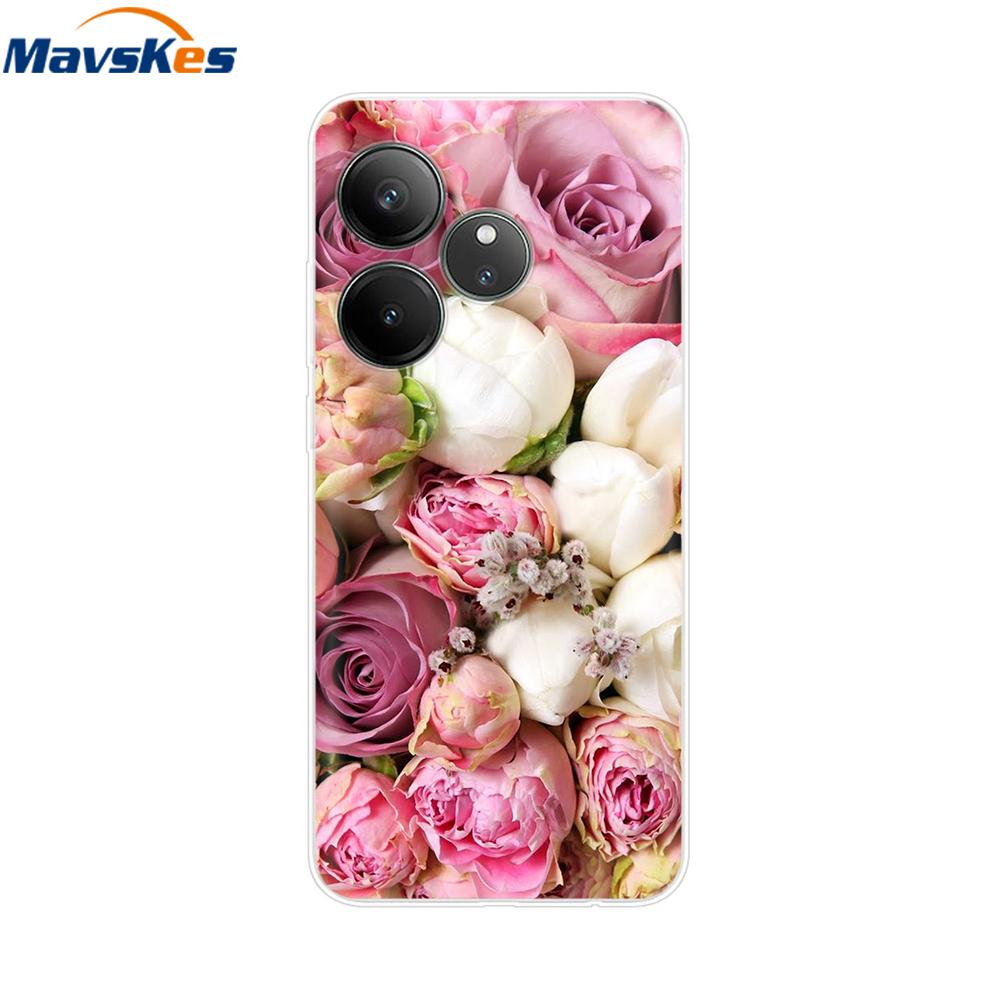 For Realme GT 6T Case Soft TPU Clear Painted Back Cover For Realme GT 6 Case GT6 6T Transparent Bumper RealmeGT6 Cute Protector