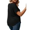 Women's Casual V-Neck Short Sleeve Blouse with Three Buttons Color for Everyday Wear