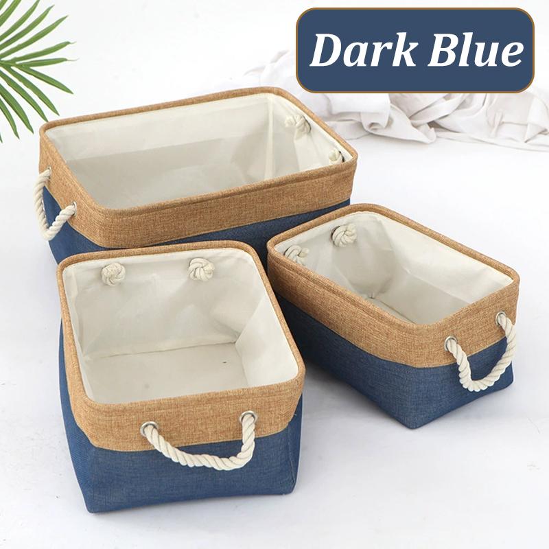 סל אחסון מוצרי בית וצרכים שונים סל מיון קופסת ארגון מתקפלת מבד פשתן הלבשה תחתונה גרביים צעצועים סלי אחסון רב-תכליתיים